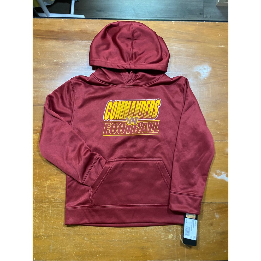 NWT NFL Team Apparel Commanders Hoodie Kids 5/6 Burgundy New Graphic Pullover